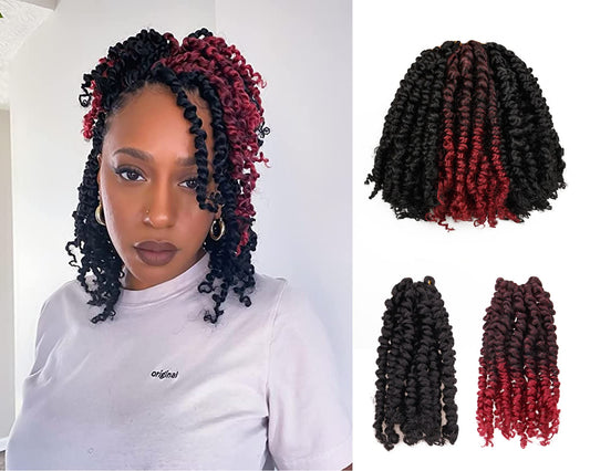 6 Inches 9 Packs Passion Twist Crochet Hair-Mixed Color Combo Pack(7 packs 1B+2 packs T1B/BUG),Pre-twisted Pre Looped Soft&Bouncy Synthetic Braided Hair Extensions For Black Women(6"-9 Packs,1B+TBUG)