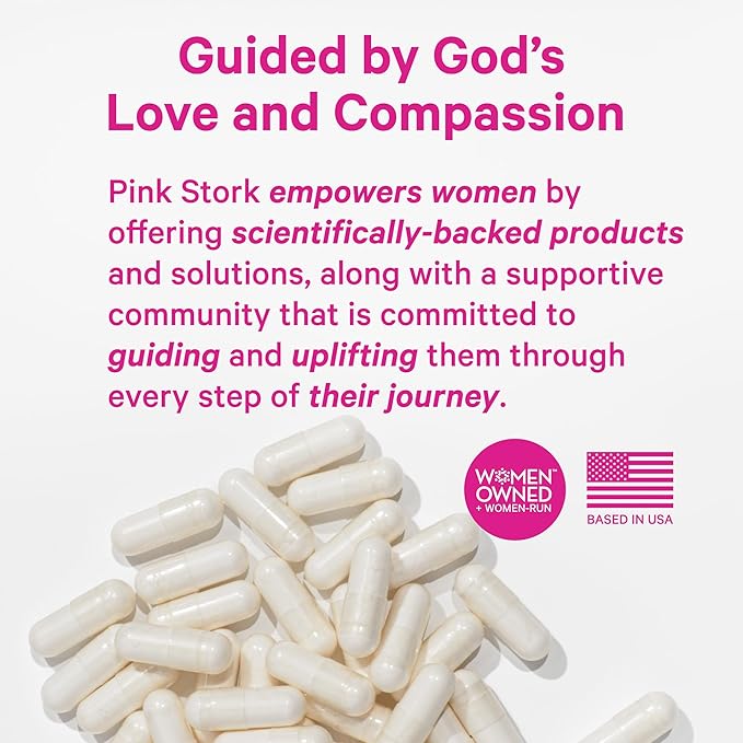 Pink Stork Folic Acid Supplement for Women - 400mcg, Prenatal Vitamins for Women, Supports Neural and Spine Health, Red Blood Cell Production, Mood, Energy During Pregnancy - 30 Capsules