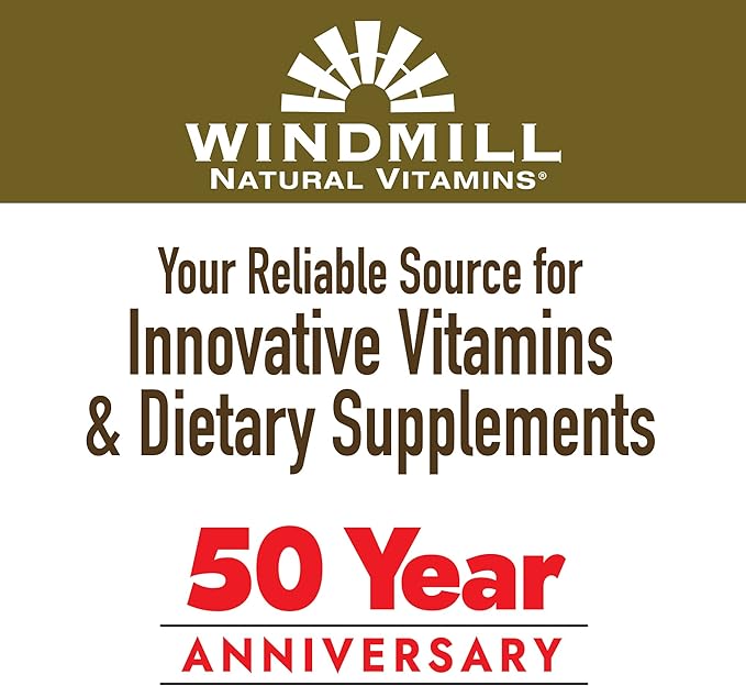 Windmill Natural Vitamins Vitamin C 500 mg, with Rose HIPS and Bioflavonoids, Immune Booster, Antioxidant Support, Chewable Tablets, Acerola Berry, 50 Tablets, 50 Servings