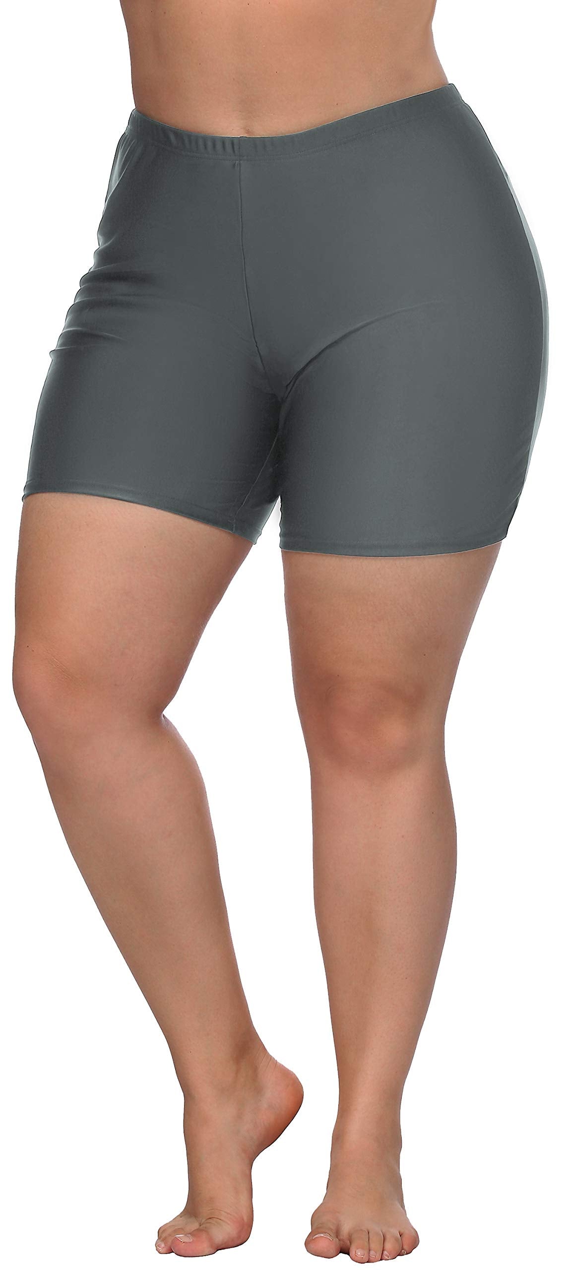 ATTRACO High Waisted Swim Shorts for Women Plus Size Swim Bottoms Boy Shorts Grey 1X