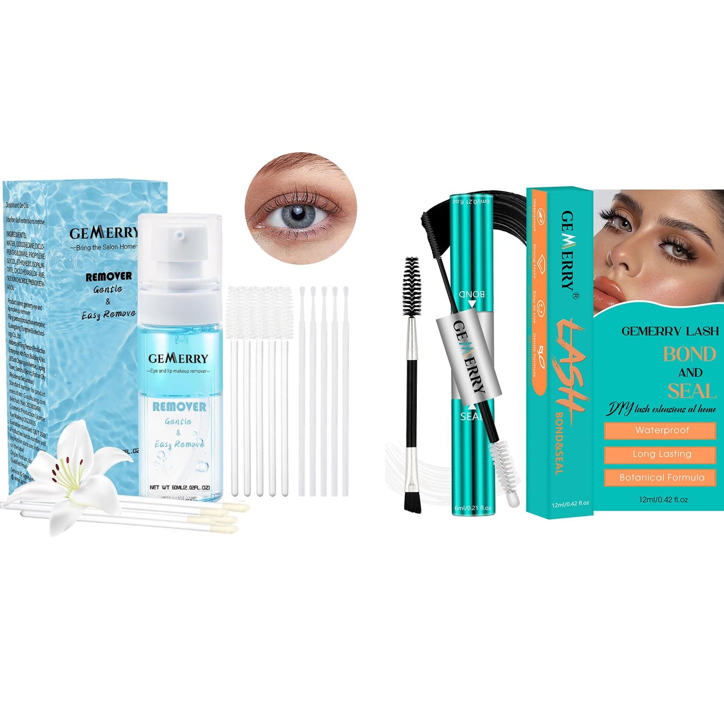 GEMERRY 12ml Lash Bond and Seal and 60ml Lash Remover