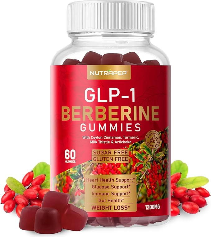 Premium Berberine HCl GLP-1 Weight Loss Gummies (1200mg) with Ceylon Cinnamon Turmeric Milk Thistle Artichoke - Sugar Free Gluten Free High Potency GLP1 Support Supplement