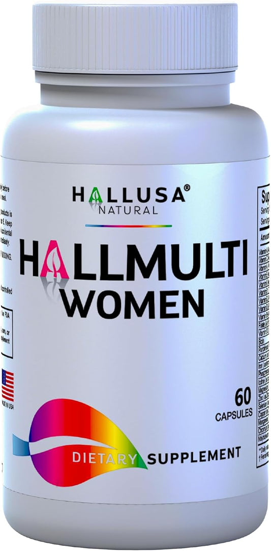 HALLMULTIVIT Women - Multivitamin for Women, Hair Skin and Nails Vitamins (Vitamin D, C, D3, B12, E & More), Biotin, Iron, Folate, Calcium, Magnesium & Zinc