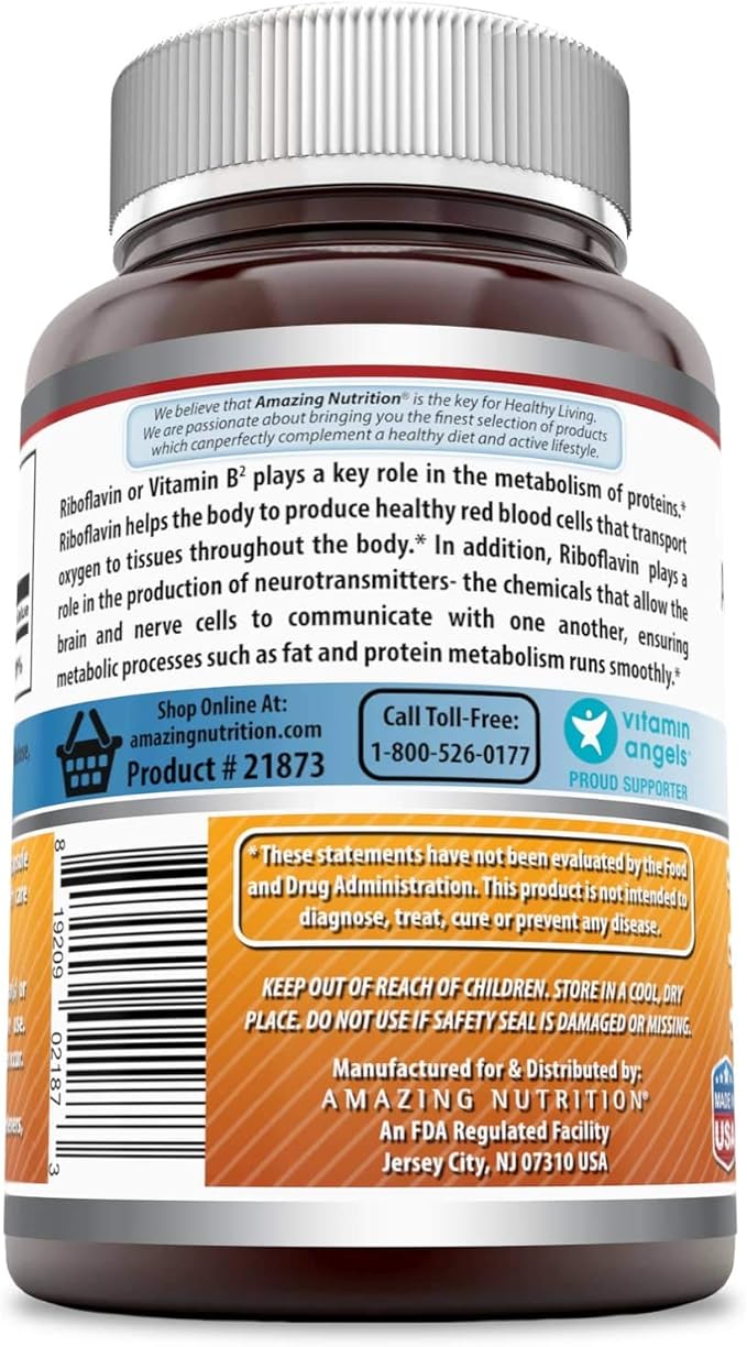 Amazing Formulas Riboflavin Dietary Supplement - 400 Milligrams - Promotes Healthier Blood - Helps Maintain Nervous System. (240 Capsules) (Non Gmo-Gluten Free)