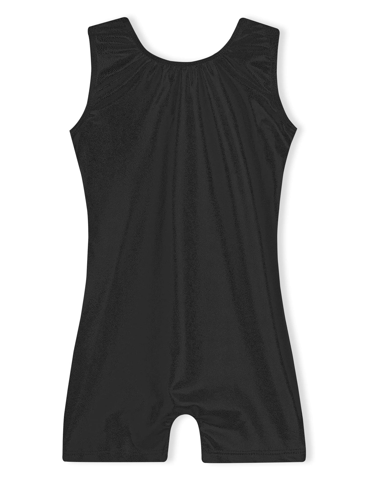 Domusgo Girls Gymnastics Leotards Size 5-6 Years Old Shiny Solid Black Practice Biketard for Tumbling Class