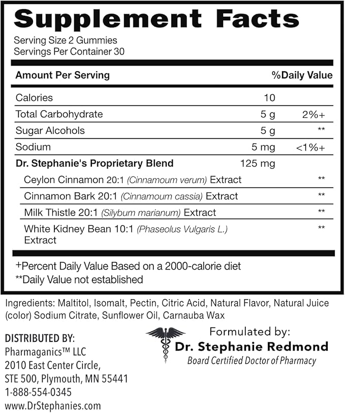 Dr. Stephanie’s SugarDown Gummies – Ceylon & Cassia Cinnamon Supplement - 4 Pack