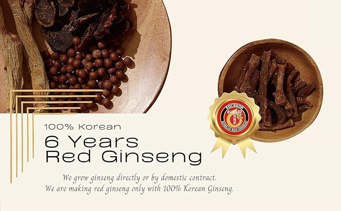 Pocheon 300g(10.6oz) 6Years Korean Panax Red Ginseng Slice with Honey, Saponin, Natural Immune Support