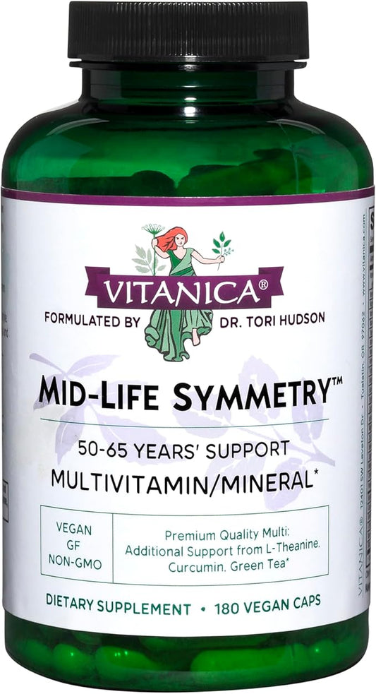 Vitanica - Mid-Life Symmetry, 50-65 High Potency Multivitamin and Mineral, Vegan, 180 Capsules