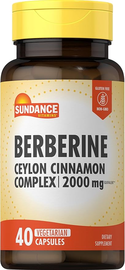 Sundance Berberine with Ceylon Cinnamon | 2000mg | 40 Capsules | Vegetarian, Non-GMO & Gluten Free Supplement