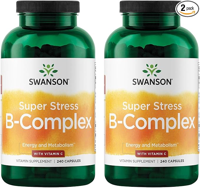 Swanson Super Stress B-Complex - Vitamin Supplement for Relaxation & Healthy Metabolism - Formula for Healthy Energy Levels - (240 Capsules) (2 Pack)