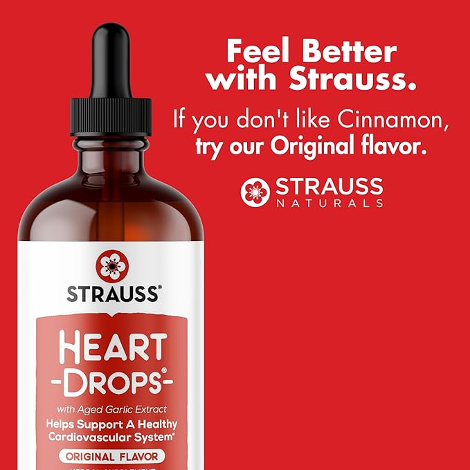 Strauss Naturals Heart Drops – Natural Mistletoe & Aged Garlic Extract Heart Health Supplement – Helps Maintain Healthy Cardiovascular System – Vegan & Non-GMO – 100 ml Bottle