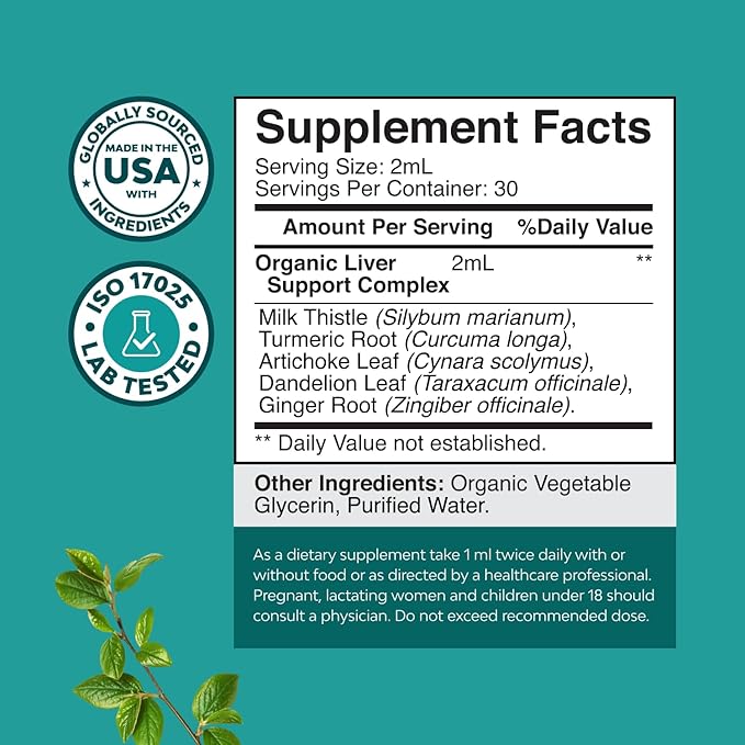Deep Liver Cleanse, Detox & Repair with Milk Thistle Liquid Drops - Liver Detox Liquid Artichoke Extract with Dandelion Leaf, Ginger & Turmeric Curcumin for Immunity & Daily Cleanse -60 ml Bottle