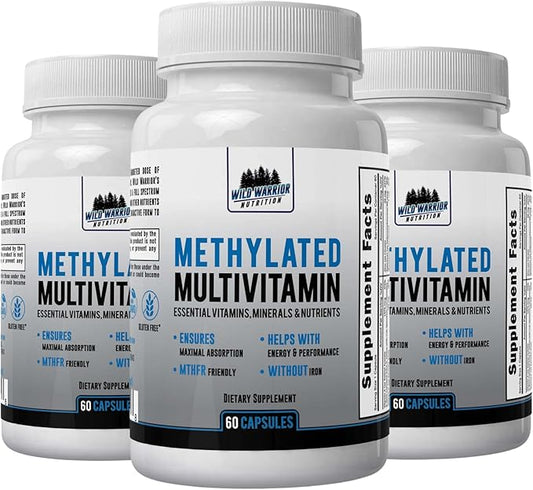 Methylated Multivitamin, 27 Nutrients CoQ10, Vitamins A, B6, B12, C, D3, E, K2, Choline, Zeaxanthin, L-Methylfolate 60 Capsules (3 Pack)