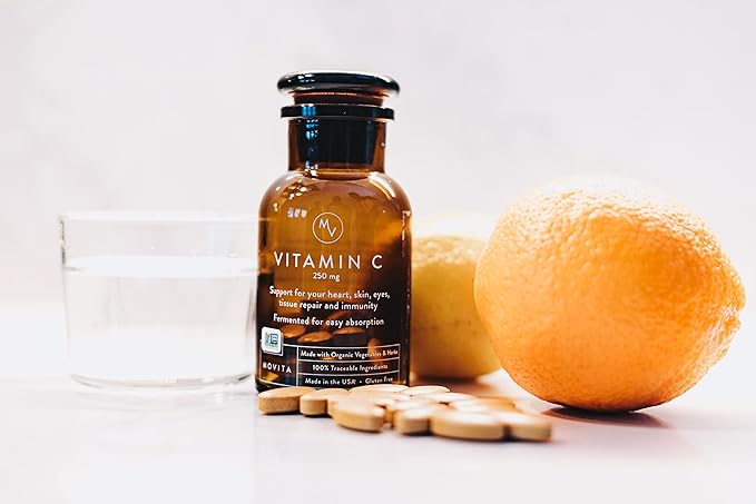 Movita Organic Vitamin D3 2500IU, Bottle Fermented Vitamin C 250mg Bottle