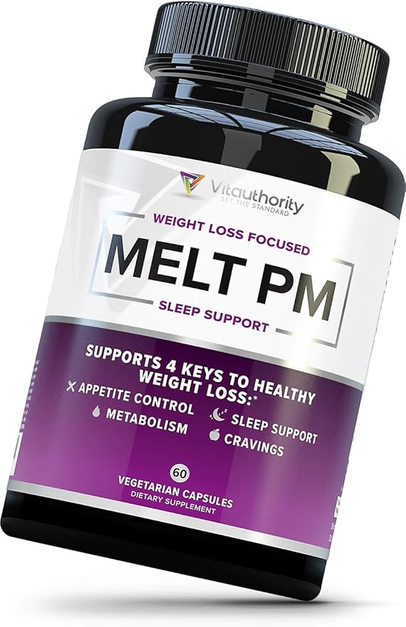 Vitauthority MELT PM Nighttime & Weight Loss Pills: Naturally Support More Restful Sleep, with Ashwagandha & L-Theanine - 30 Servings