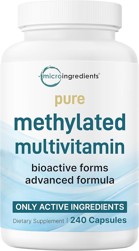 Pure Methylated Multivitamin for Men & Women | 240 Capsules with Vitamins C, D, B12, Thiamin, Folate + Magnesium, Zinc, & More | High Absorption | Bioactive Vitamin & Mineral Complex | Filler Free