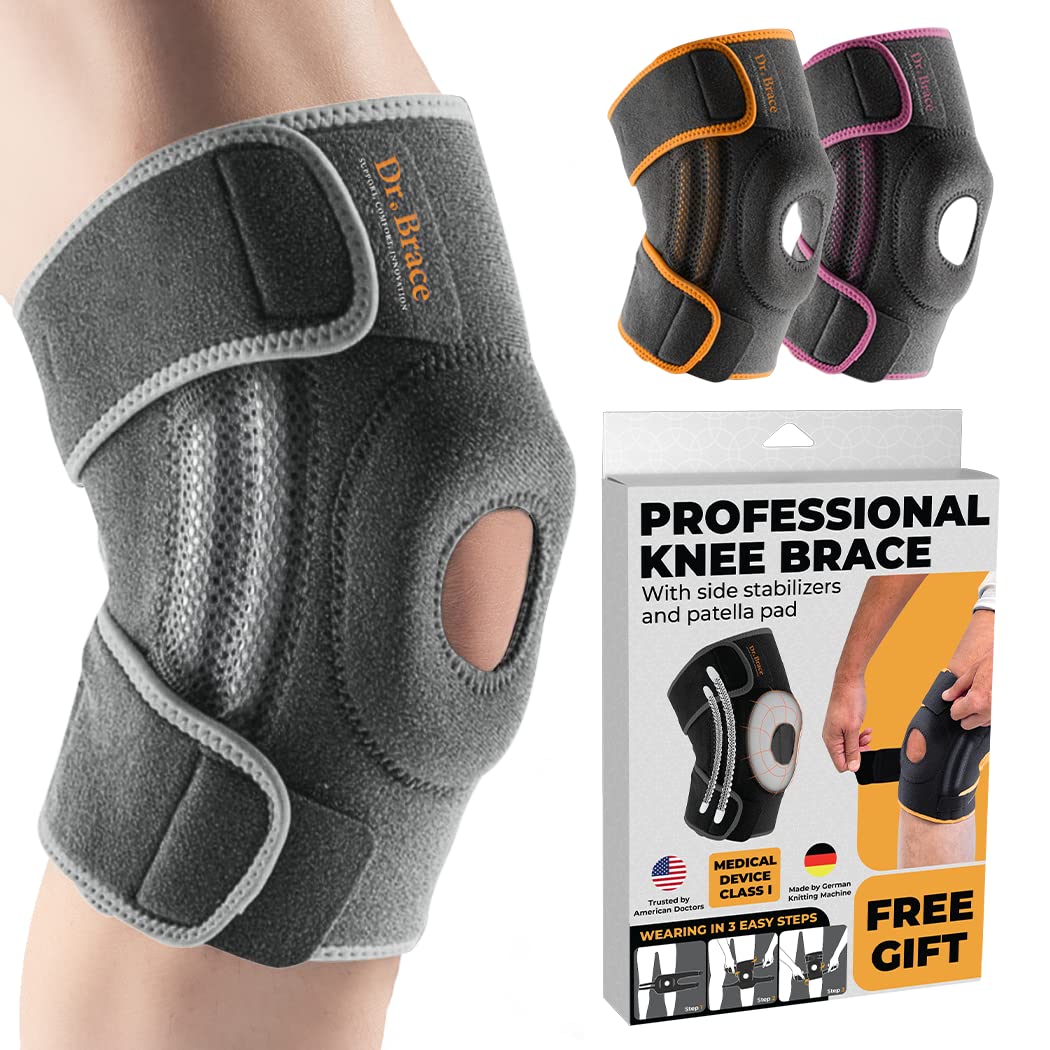 DR. BRACE ELITE Knee Brace with Side Stabilizers & Patella Gel Pads for Maximum Knee Pain Support and fast recovery for men and women-Please Check How To Size Video (Moon, Small)