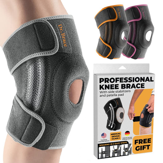 DR. BRACE ELITE Knee Brace with Side Stabilizers & Patella Gel Pads for Maximum Knee Pain Support and fast recovery for men and women-Please Check How To Size Video (Moon, Small)