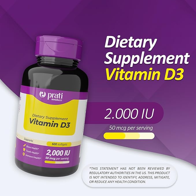 Vitamin D3 2,000 IU – 600 Softgels – Supports Defense System, Bone & Muscle Health – Family Size