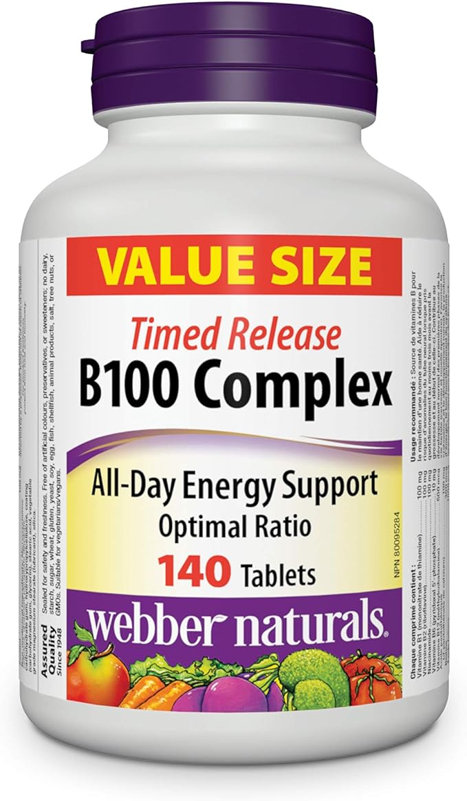 Webber Naturals Vitamin B100 Complex Time Release, 140 Tablet