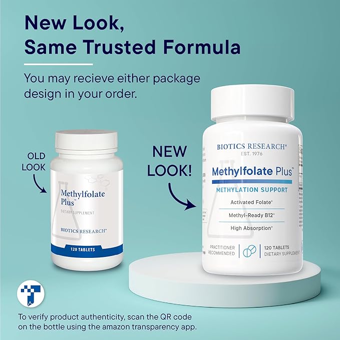 Biotics Research METHYLFOLATE Plus™ Methylfolate, Bioactive Folate + B12, Supports Cardiovascular Health, Fetal Development, Nerve Health, Methylation Support, Homocysteine Levels. 120 Tablets
