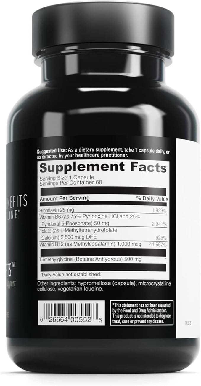 DAVINCI Labs Methyl Benefits - Helps Support Brain Health, Heart Health, Detoxification & More with Folate, Vitamin B12 & More* - Vegetarian, Gluten-Free - 60 Capsules