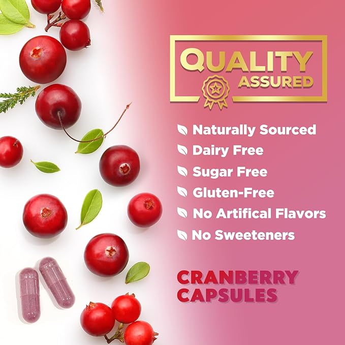 Cranberry Concentrate Extract Supplement for Women & Men + Vitamin C - 25,000mg Formula for Urinary Tract Health Support, Non-GMO and Gluten Free, Cranberry Pills Supplement - 120 Capsules