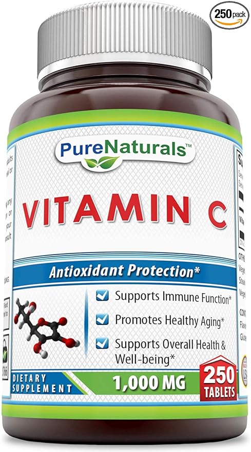 Pure Naturals Vitamin C, 1000 mg 250 Tablets -Supports Immune Function* -Supports Overall Health & Well-Being* -Promotes Healthy Aging*