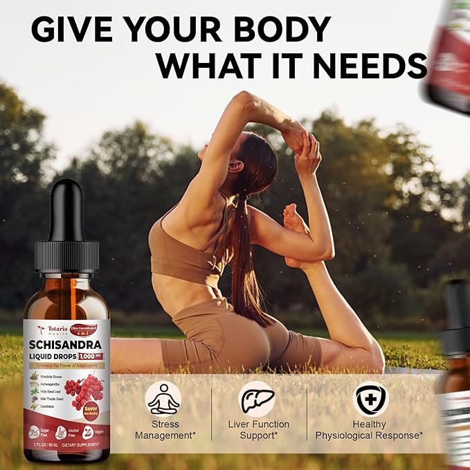 Schisandra Supplement 6-in-1 Schisandra Berry Drops with Rhodiola Rosea, Ashwagandha, Holy Basil, Milk Thistle, Dandelion Root Adaptogen for Mood Stress Liver Health 2Fl.Oz