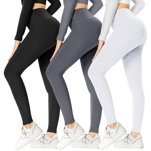 GAYHAY 3 Pack Leggings for Women - High Waisted Tummy Control Workout Yoga Pants Gym Running Activewear Compression Black Leggings