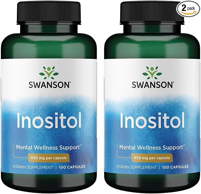 Swanson Inositol 650 Milligrams 100 Capsules (2 Pack)