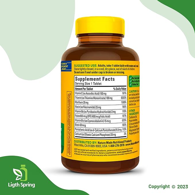 Super B-Complex with C, 460 Tablets with Exclusive Vitamins & Minerals A to Z - Better Ligth&Spring Guide (2 Items)