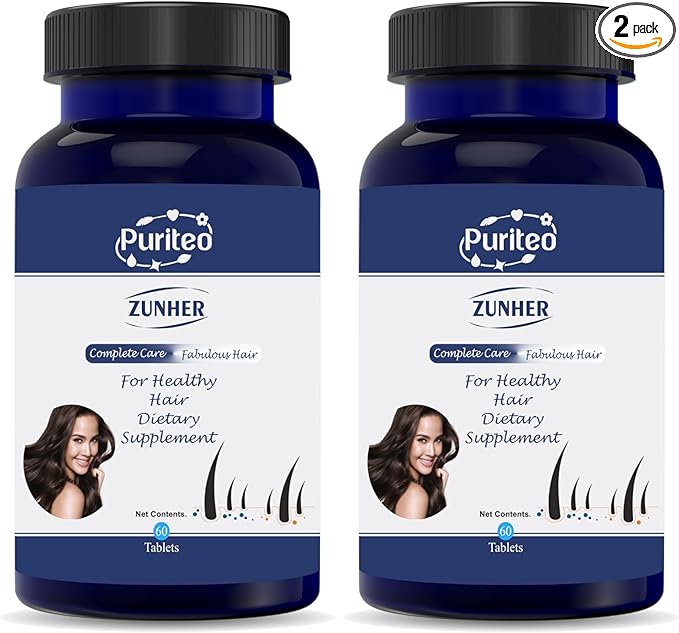 ZUNHER Tablets for Hair Supplement | Natural with Biotin, Iron, Vitamin B6, C, Zinc, Sodium for Women & Men - (60 Tablets, Pack of 2)