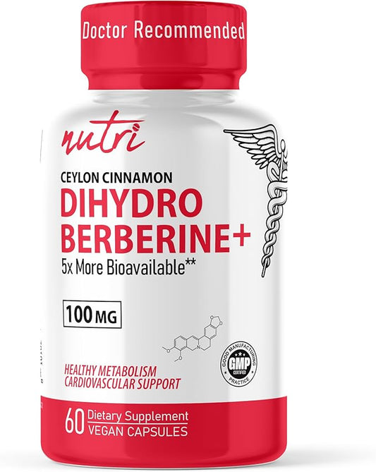 Nature's Fusions Dihydroberberine Supplement 100mg 60 Capsules - with Ceylon Cinnamon - 5X More Effective Than Regular Berberine HCL