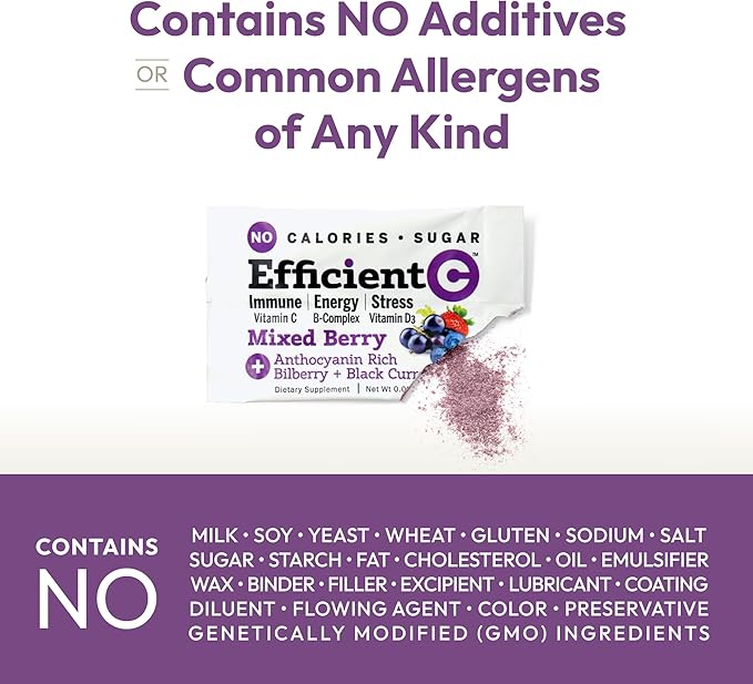 ANDREW LESSMAN Efficient C Mixed Berry 90 Packets - Immune, Energy, Stress and Eye Health Support. Reinvention of The Vitamin C Drink. No Calories. No Sugar. No Carbs. Easy to Mix.