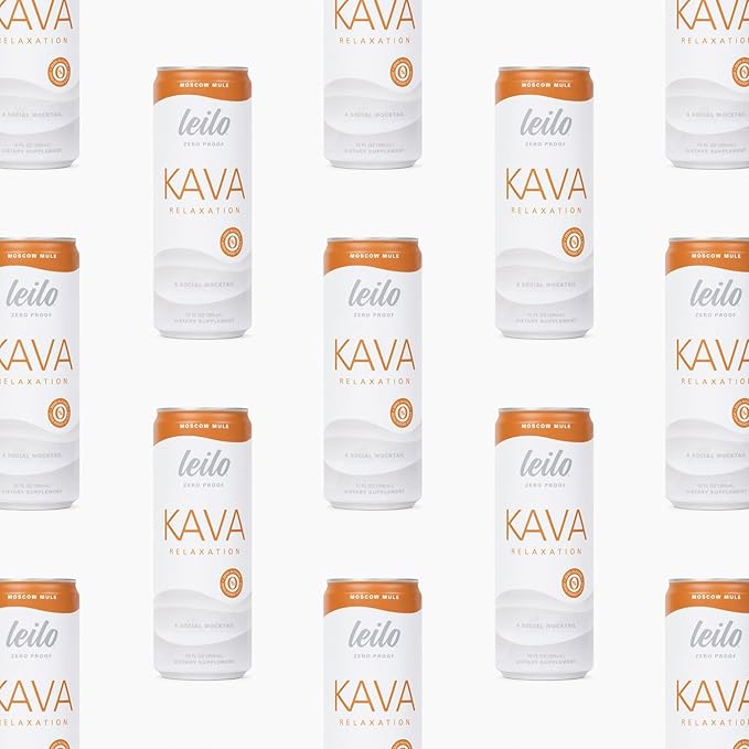 LEILO | Kava Powered Moscow Mule Mocktail Drink | 12-Pack – Sugar-Free & Non-ALC Functional Relaxation Support | 12 fl oz Cans (Pack of 12)