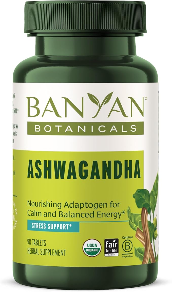 Banyan Botanicals 1000mg Ashwagandha Tablets – Organic Ashwagandha Root – Renowned Herbal Adaptogen for Energy Support and Stress Support* – 90 Tablets – Non-GMO Sustainably Sourced Vegan