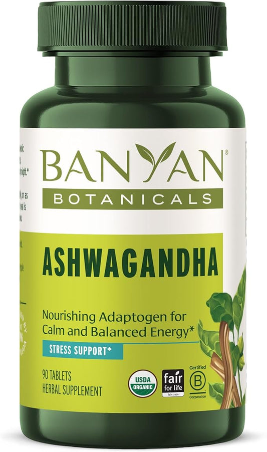 Banyan Botanicals 1000mg Ashwagandha Tablets – Organic Ashwagandha Root – Renowned Herbal Adaptogen for Energy Support and Stress Support* – 90 Tablets – Non-GMO Sustainably Sourced Vegan