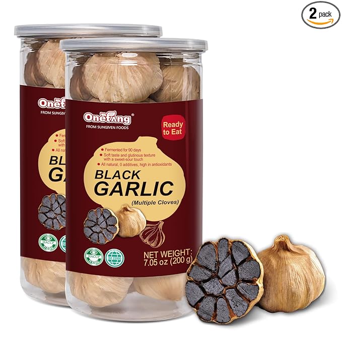 ONETANG Black Garlic 7.05 Oz (200g.), Multiple Black Garlic Fermented for 90 Days, Super Foods, Non-GMO, Non-Additives, High in Antioxidants, Ready to Eat for Snack Healthy, Healthy Recipes(Pack of 2)