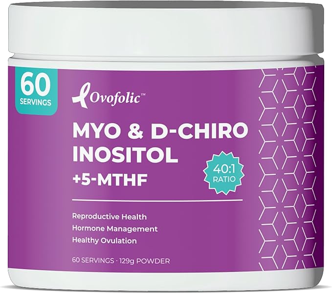 PCOS Supplement for Women - Boost Fertility, Hormonal Balance, and PCOS Support - Myo-Inositol, D-Chiro Inositol, Active Folate - High Potency PCOS Supplements (60 Servings, 129g Jar)