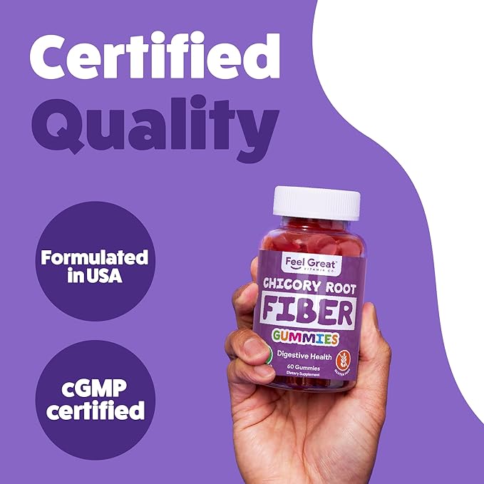 Prebiotic Fiber Gummies by Feel Great Vitamin Co (60 Gummies) | Helps Improve Digestive Health, Restore Natural Gut Flora, and Support Overall Health & Immunity* | Vegetarian & Vegan Friendly Chew