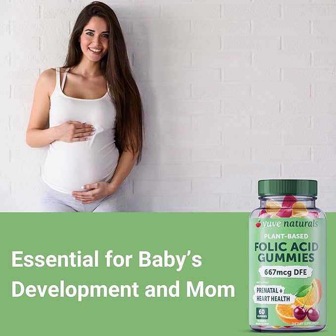Yuve Prenatal Gummies for Women - Folic Acid Prenatal Vitamins 667 mcg DFE - Chewable Prenatal Vitamins - Hormonal Support & Folate Acid - Vegan & Natural - Prenatal Vitamins Gummies - 2 Pack of 60ct