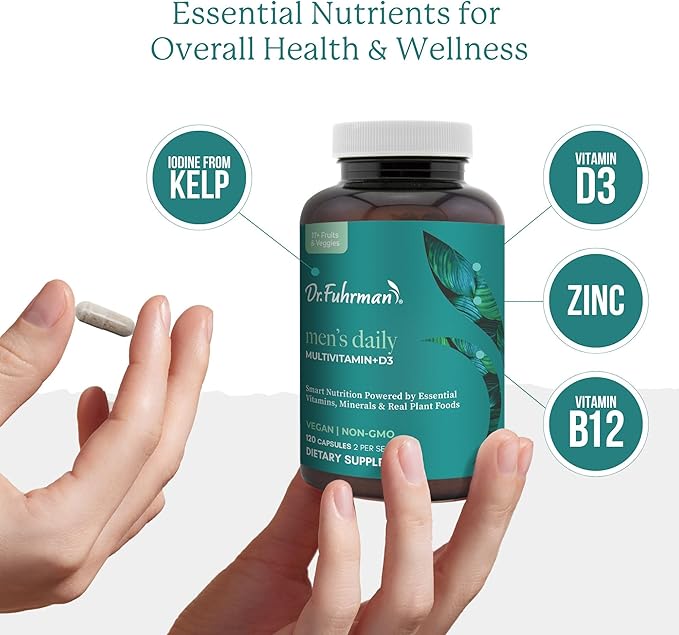 Dr. Fuhrman Daily Whole Food Multivitamin for Men - 120 Capsules, Vegan Formula for Optimal Health and Vitality, Specifically Designed for Men Over 50