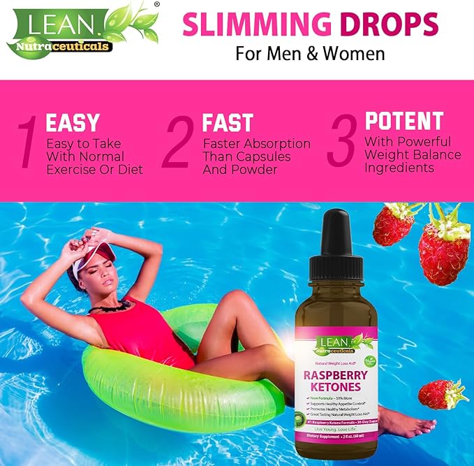 Weight Loss Keto Raspberry Ketone Drops, Appetite Suppressant Fat Burner Diet Energy Supplement Metabolism Booster That Work for Belly for Men and Women, Slim Faster Than Gummy Pill Capsule Tea, 60 ml