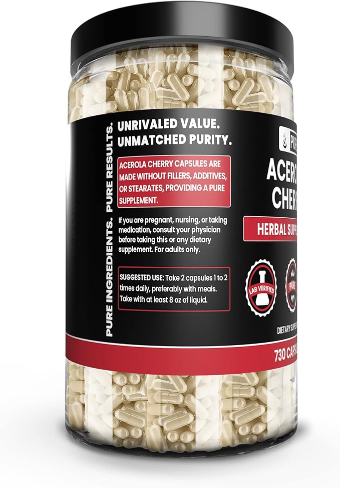 Pure Original Ingredients Acerola Cherry (730 Capsules) No Magnesium Or Rice Fillers, Always Pure, Lab Verified