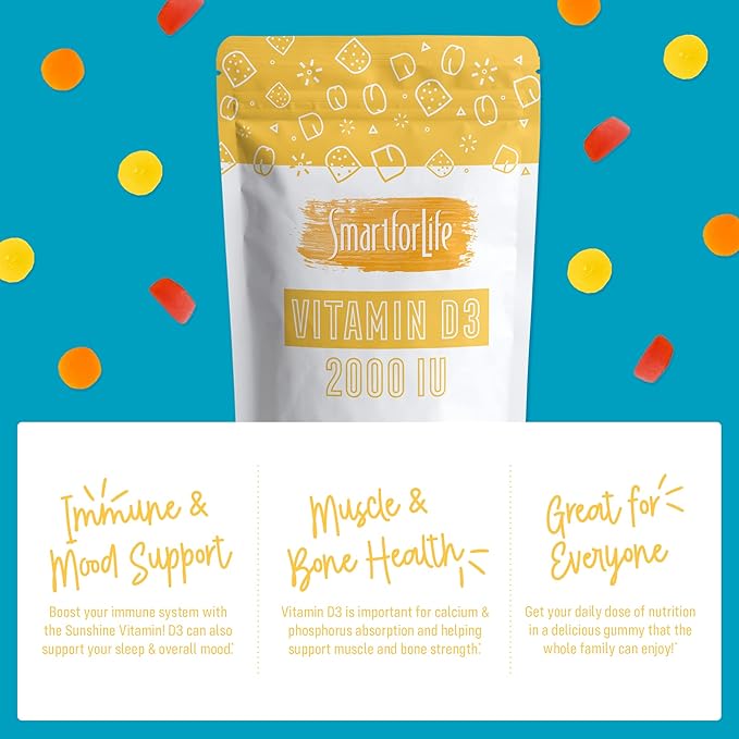 Smart for Life Vitamin D 3 Bundled with Vitamin C Gummies for The Whole Family