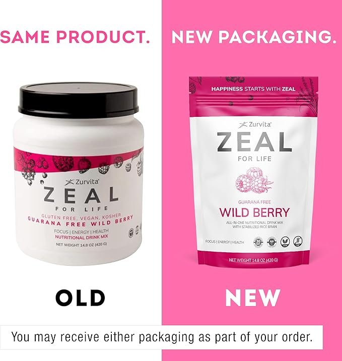 Zurvita - Zeal for Life 30-Day Wellness Bag - Wild Berry (Guarana Free) - Nutritional Supplement for Vitality, Immunity, and Wellness - 420 Grams