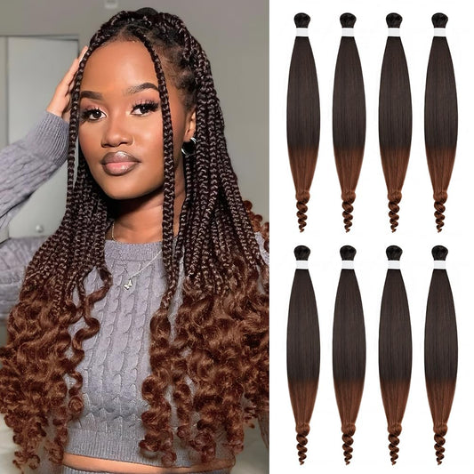 8 Pack Spiral Bump Braiding Hair Pre Stretched - 26" 80G/Pack Premium Pre Stretched Braiding Hair Extensions, Professional Itch Free Hot Water Setting Perm Spiral Bump Texture (1B/350)