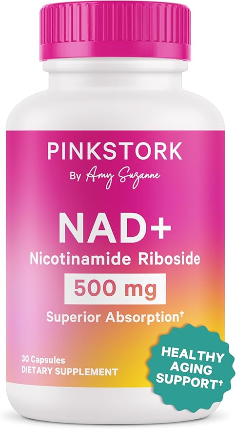 Pink Stork 500 mg NAD+ Supplement for Women - Healthy Aging Support - Cellular Regeneration for Energy, Cognitive Wellness, Skin Health - Clinically Studied Nicotinamide Riboside, 30 Capsules