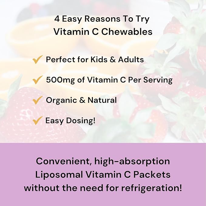 Vitamin C Chewables | 500 mg Vitamin C as Ascorbic Acid per Serving | Berry Blast Flavor | 60 Servings